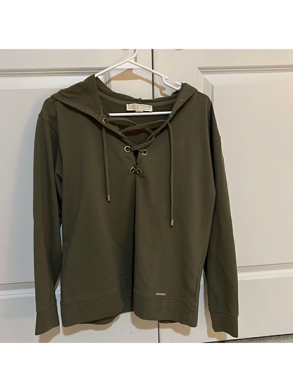 Michael Kors Olive Lace Up Hoodie Sweatshirt